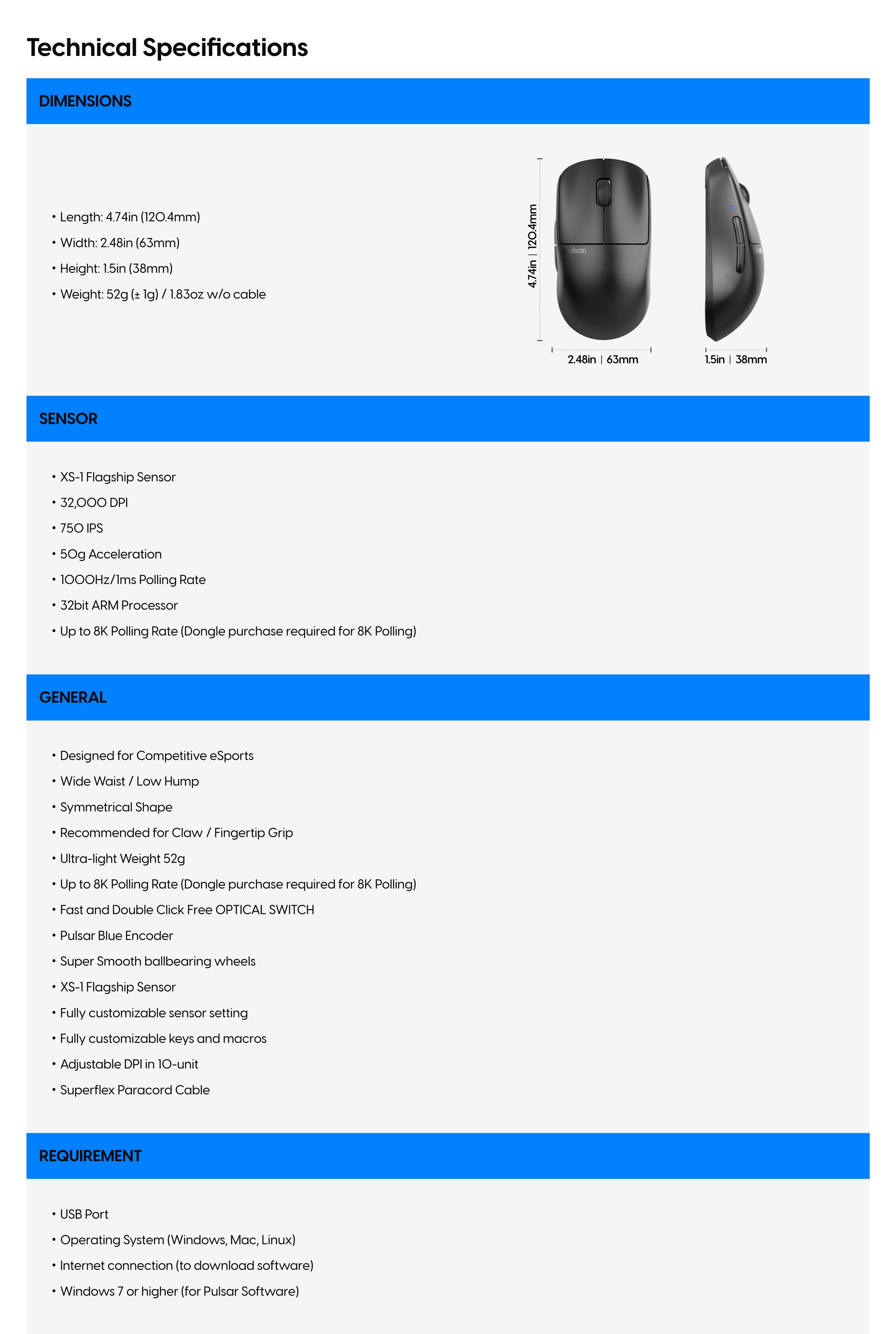 A large marketing image providing additional information about the product Pulsar X2 v3 - 52g Lightweight Wireless Gaming Mouse (White) - Additional alt info not provided